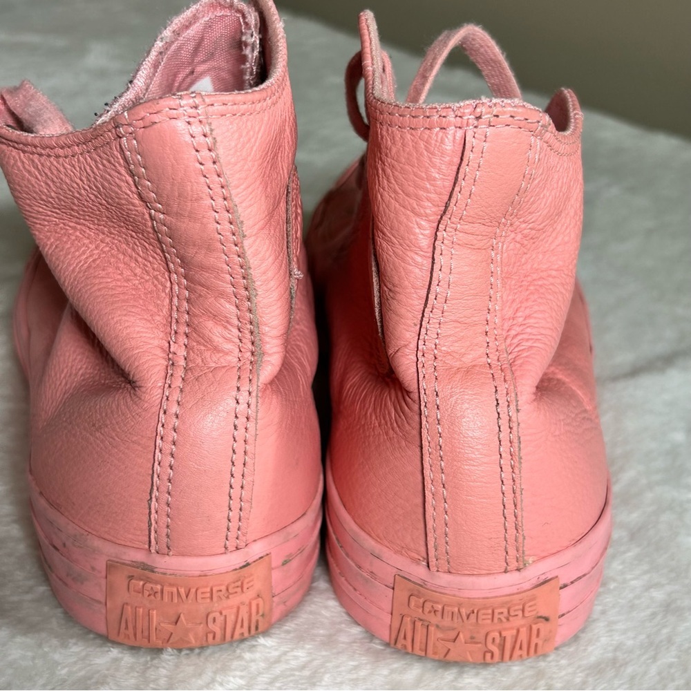 Converse All-Star Salmon Pink Leather Lace High-Tops Women’s Size 8 Unisex - Picture 5 of 10